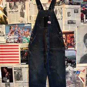Vintage 90s RoundHouse Black double knee overalls